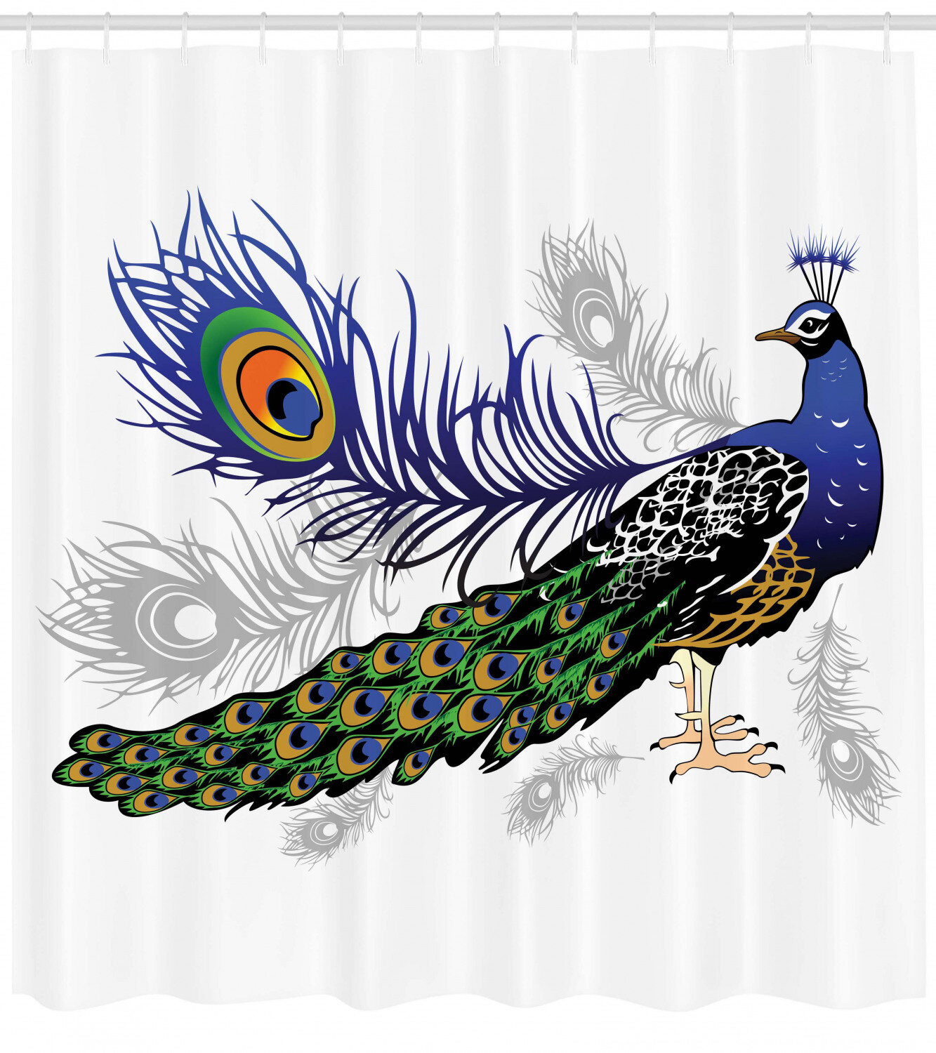 Peacock Shower Curtain Set + Hooks East Urban Home Size: 70 H x 69 W