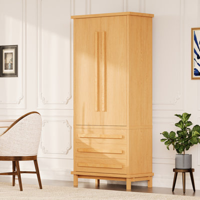 Rangement de salle à manger de 70 po en bois massif naturel, 2 tablettes, 6 portes et 3 tiroirs, glissière de tiroir d'extension, compartiments d'armoire basculants à support basculant américain traditionnel, tablette réglable, charnière d'amortissement, sécurité