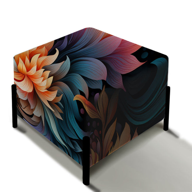 Enchanted Noir Moody Patterns - Repose-pieds carré floral