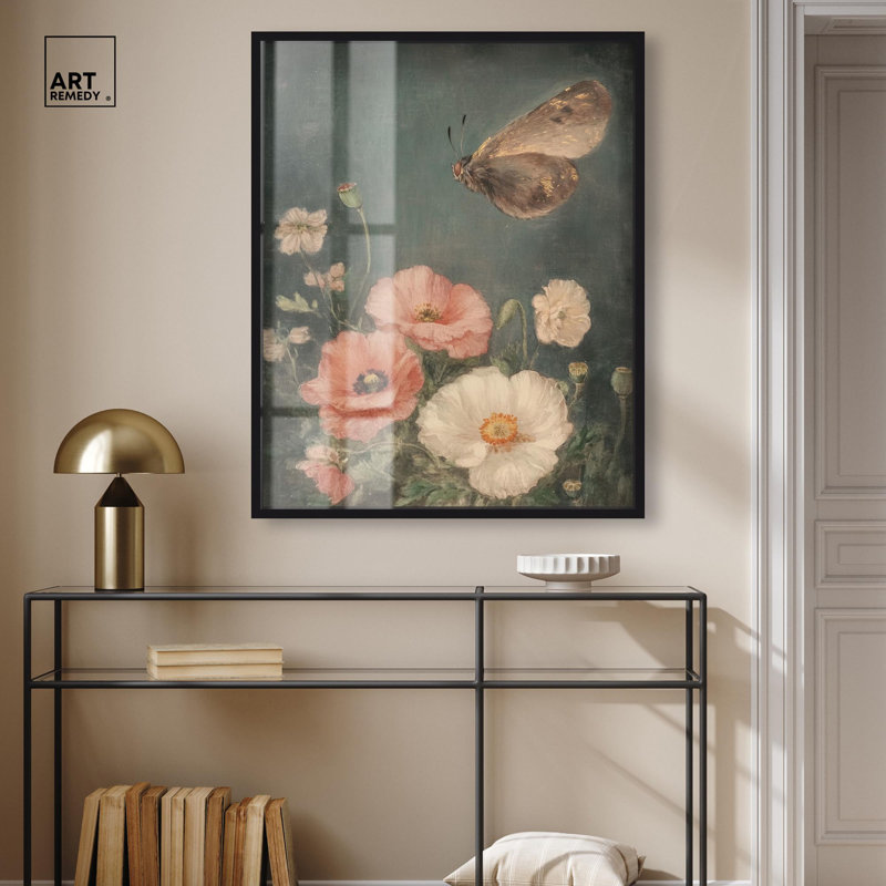 Décoration murale rétro Shadowed Flutter II Shadowbox par Art Remedy, H 37 po x l 31 po, Noir