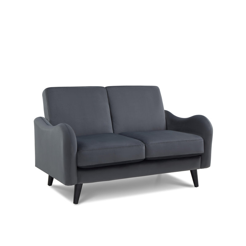 Destany 2 Seater Velvet Loveseat, Graphite