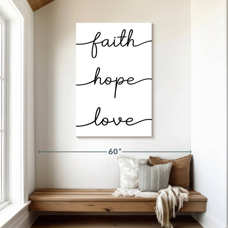 Signe mural Kema Faith Hope Love, H 45 po x l 30 po