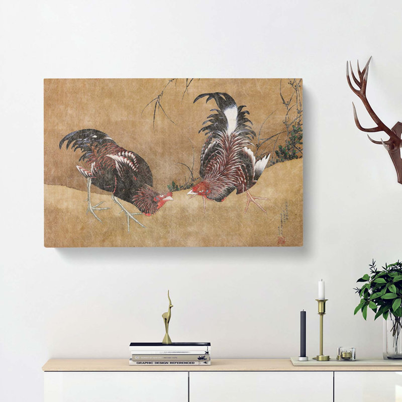 Gamecocks by Katsushika Hokusai - Wrapped Canvas, 35cm H x 50cm W x 3cm D