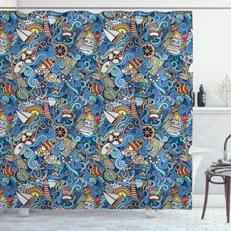 Shower Curtain with Hooks Included, 70" H x 69" W