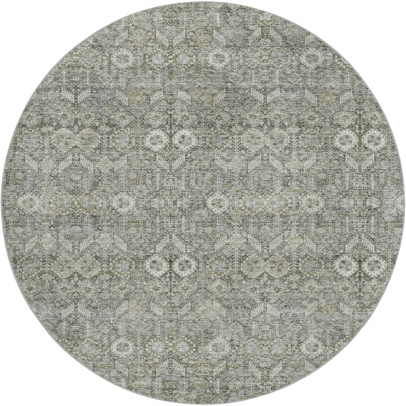 Premium Machine Washable Dream Shag ADS574 Bohemian Rug, Gray, 8' Round