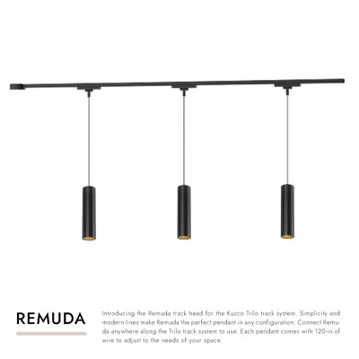 Remuda 3 Light Black dimmable 4000K LED Trilo Track Ceiling Kit