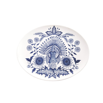 Plateau de service bleu et blanc