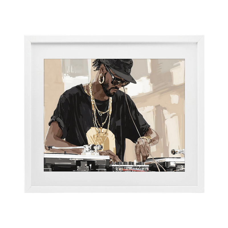 Timeless DJ avec Urban Rhythm, reproduction encadrée sous verre, conception de Franklyn Gregory, 17 x 21