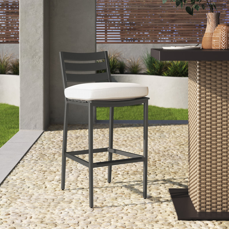 Beck Aluminum Outdoor 29'' Bar Stool with Cushion