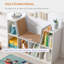 Bibliothèque multi-usages à 6 casiers pour enfants avec coin lecture et coussin, idéale pour le rangement dans la chambre à coucher et le salon-130604084-130604086