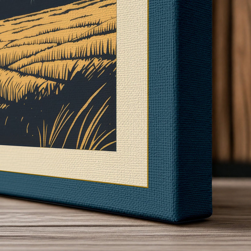Storm Over Grassland Rustic - Wrapped Canvas, 36x24 - 91.4 x 61.0 cm, Teal Border