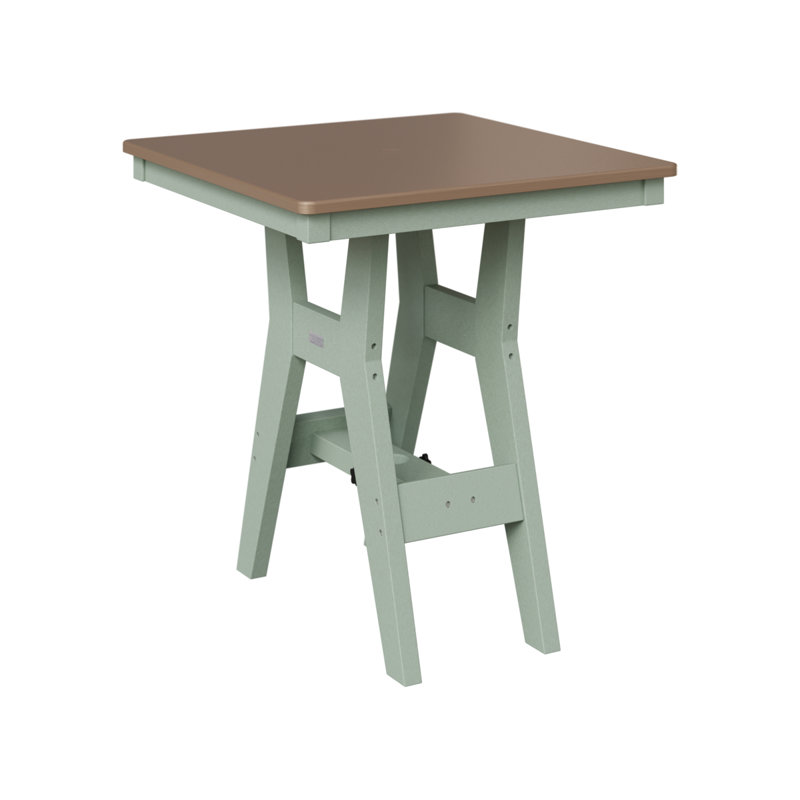 Table de bar carrée 28 po Berlin Gardens Harbor, Bronze martelé, H 38,87 po x l 28 po x P 28 po, Écume de mer, écume de mer