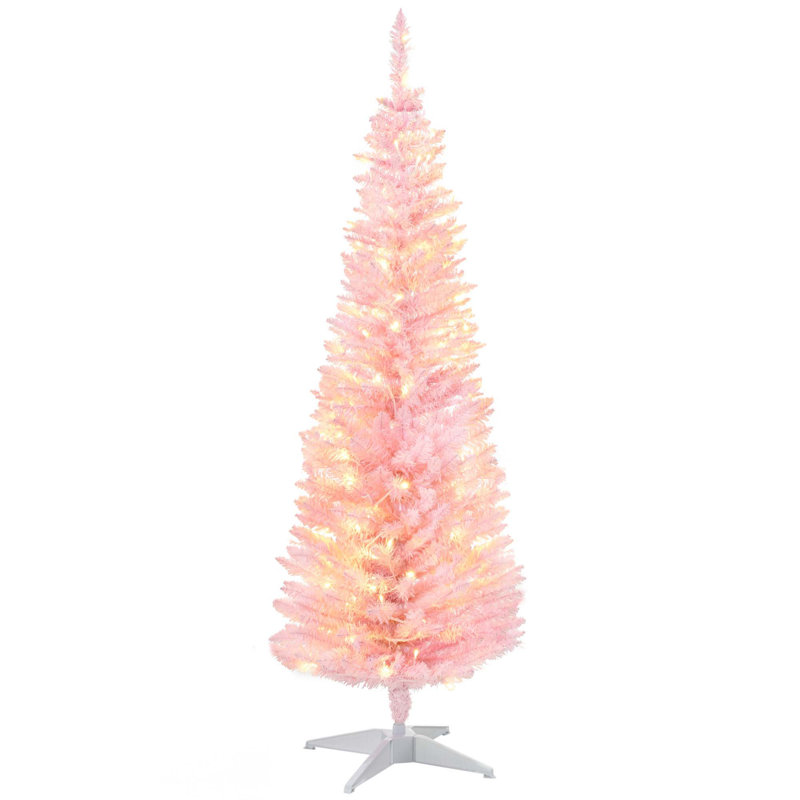 5FT Tall Pre-Lit Slim Artificial Christmas Tree With 110 Warm White LED Lights & 294 Tips