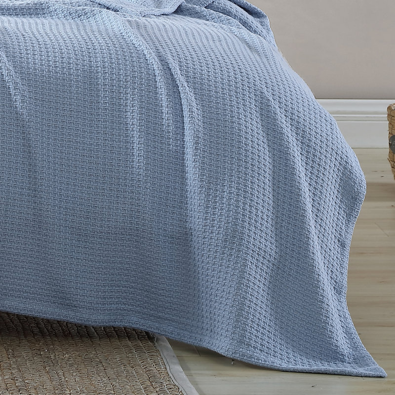 Cozy Coast Blue Cotton Full/Queen Knitted Blanket