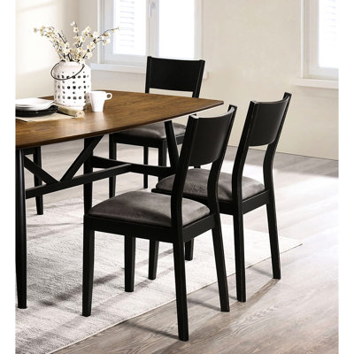 Lot de 2 chaises de salle à manger de style moderne du milieu du siècle, noires et grises, en bois massif, avec dossier incliné. Ces chaises élégantes, au design bicolore noir et gris, s'intègrent parfaitement à tous les intérieurs.