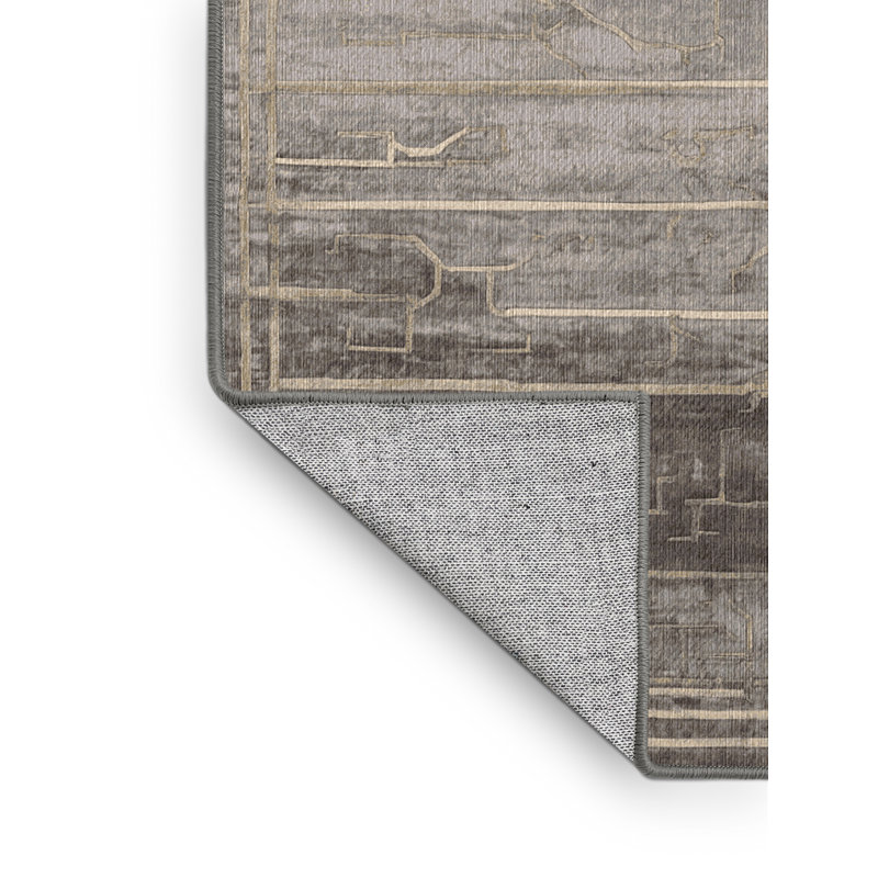Machine Washable Gray Area Rug, Rectangle 6' x 9'