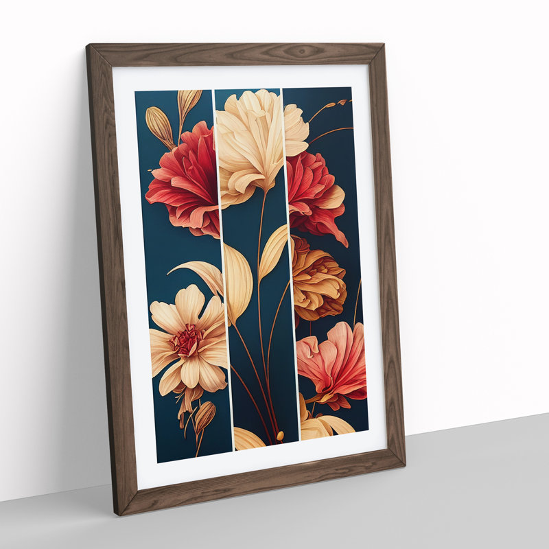 Flowers No.6 - Single Picture Frame Print, 34cm H x 25cm W x 2cm D, Walnut Framed