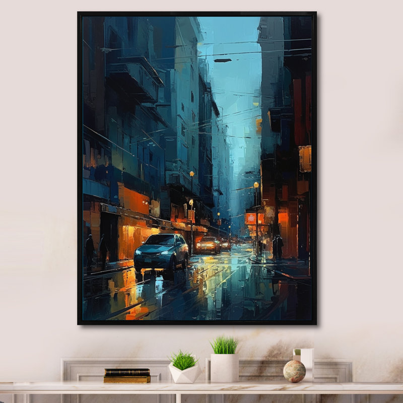 «Black and Blue Perspectives On Urban Life III», reproduction d'art sur toile, H 20 po x l 12 po x P 1 po