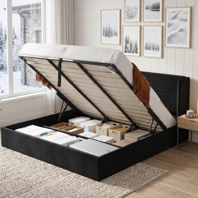 Lit plateforme tapissier avec rangement Gaillarde
