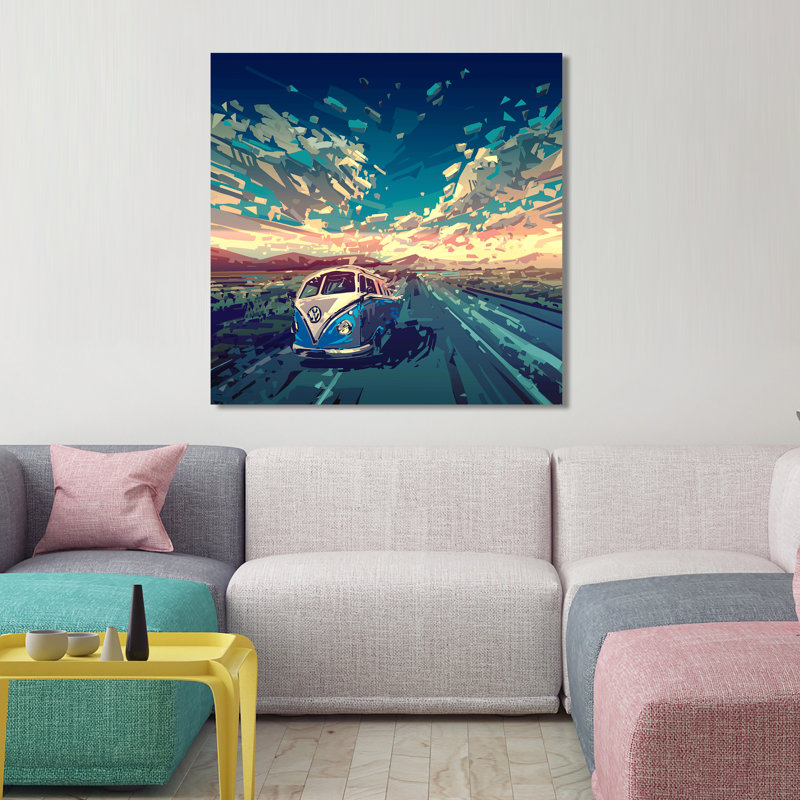 Paysage désertique-impression d’art graphique sur toile tendue, H 28 po x l 28 po x P 1,5 po