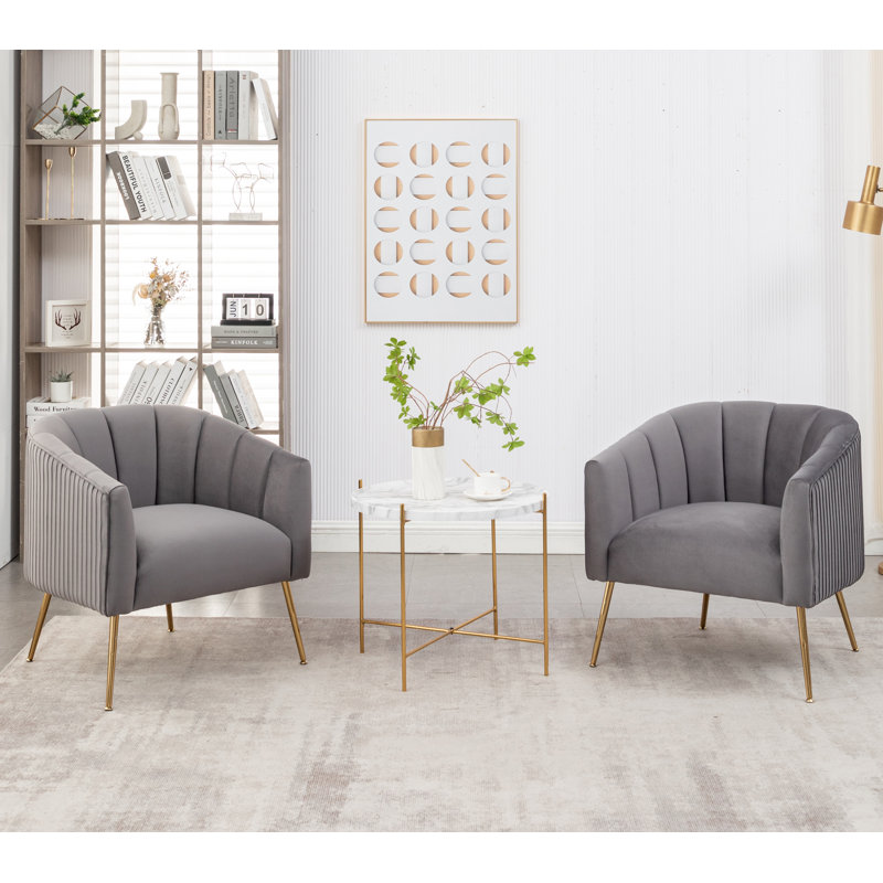 Mariantonietta Velvet Barrel Chair, Gray Velvet