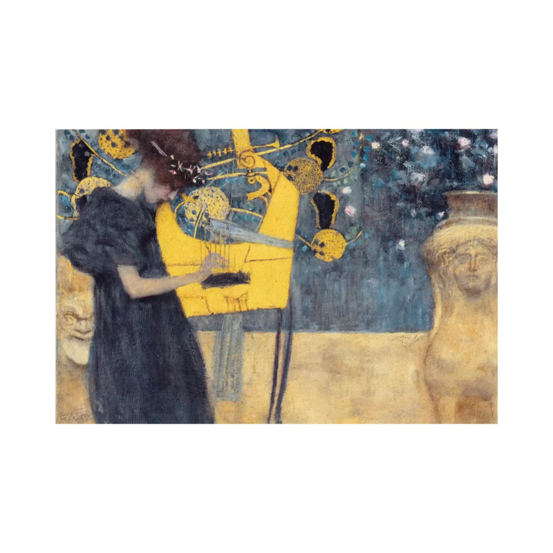 « Musik I 1895 » par Gustav Klimt, reproduction d'art sur toile, H 18 po x l 26 po x P 1,5 po