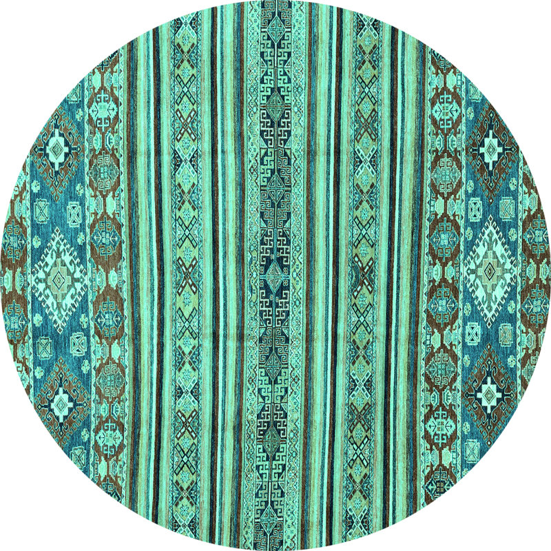 Washable Southwestern Indoor Rug, Round 6'