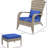 Dark Blue Chair With , Large Seat & Outdoor For Patio, Deck, Garden, Backyard, Front Yard, High-Back And , Cushioned High-Back,