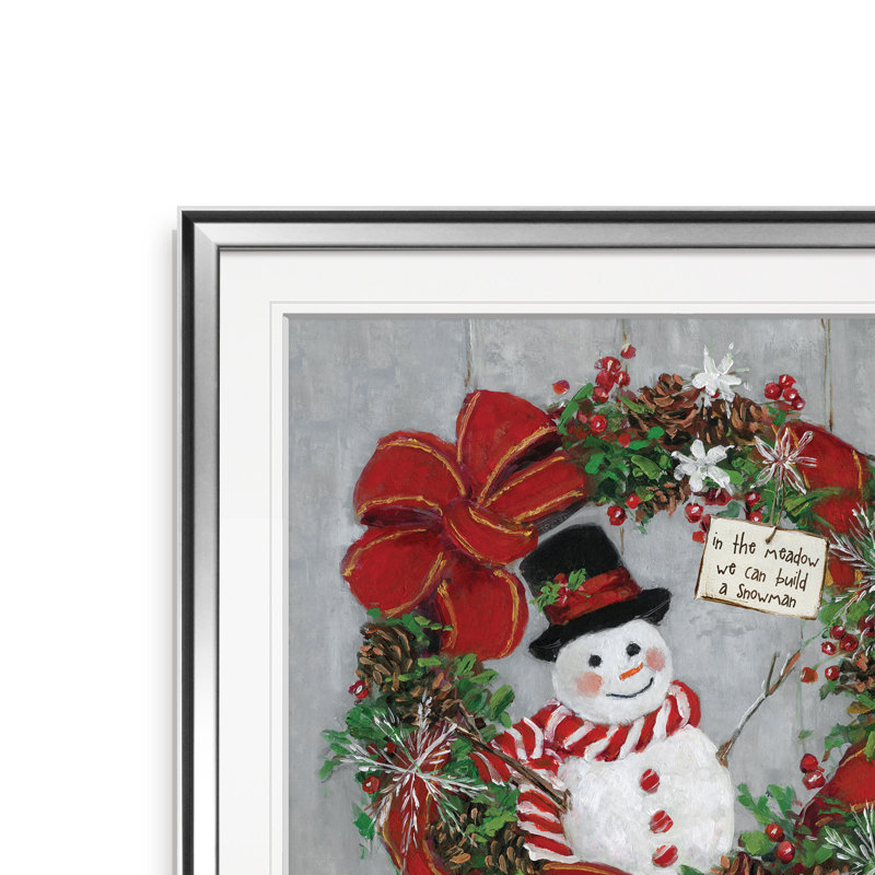 « mr. bonhomme de neige », peinture, H 24 po x l 24 po x P 1,5 po, Encadrement argenté
