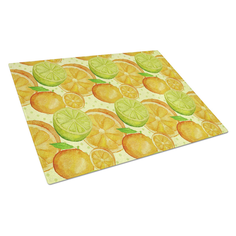Planche à découper en verre trempé limes et oranges oranges caroline