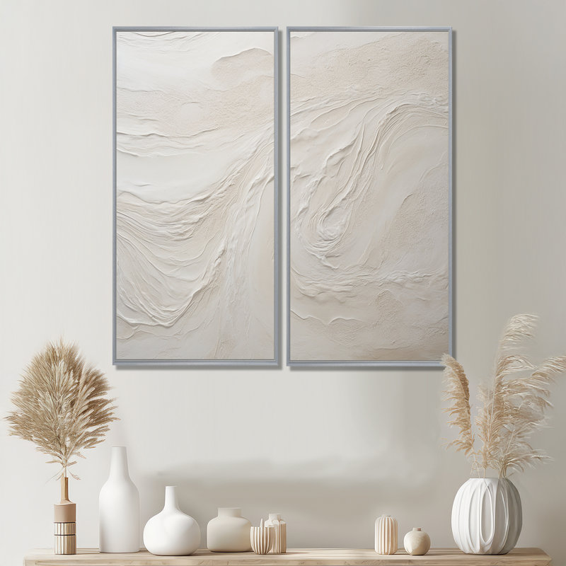 Décoration murale 2 pièces Clate - Beige, Floater Framed Print without Mat, 40" H x 40" W, Silver