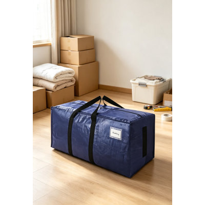 Sacs de transport robustes avec poignées enveloppantes, fourre-tout très grand pour ranger les vêtements et la literie, sac d'économie d'espace, Dorm Essentials, bleu
