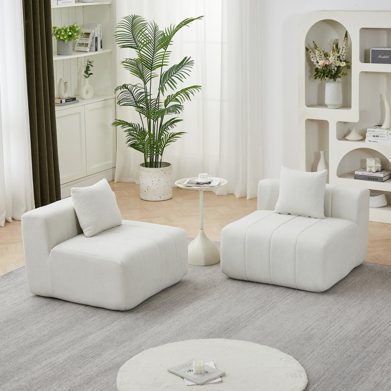 Canapé modulaire à compression Daijha, Chenille beige