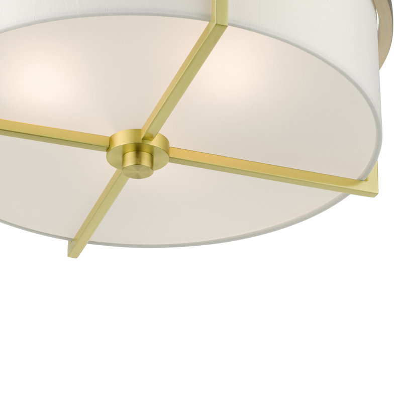 Plafonnier semi-encastré 3 lumières 16 po Charlieann, Laiton satiné