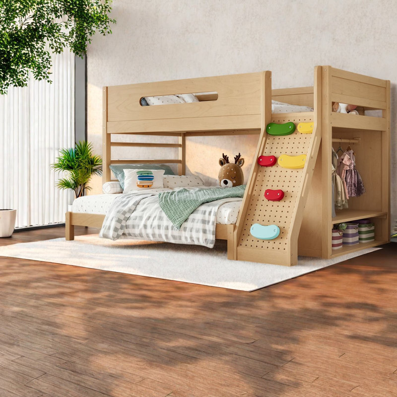 Lits modernes pour économiser de l'espace avec rangement, lit simple / simple TG sur lit double, foyer pour enfants