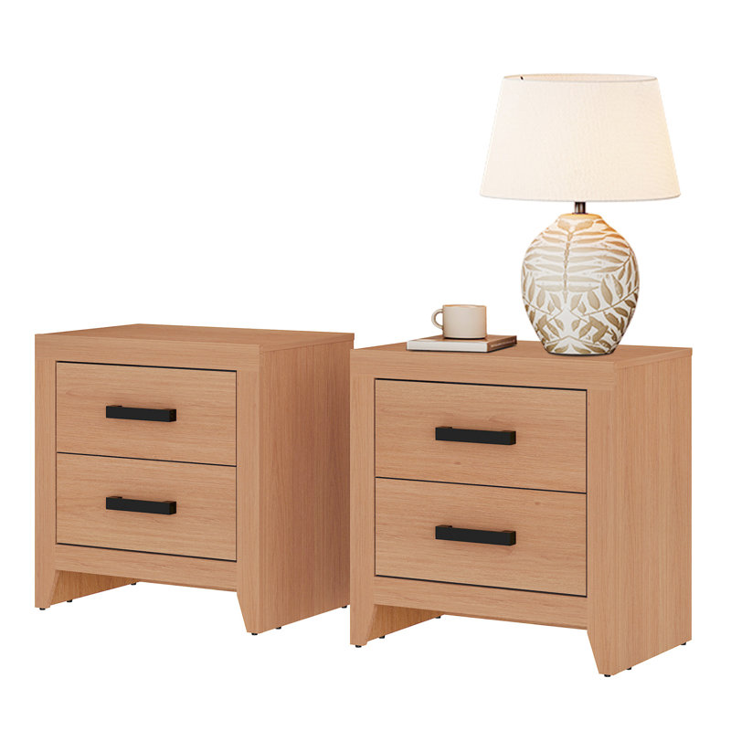 Modern Rustic Nighstand Set Of 2, Mocha
