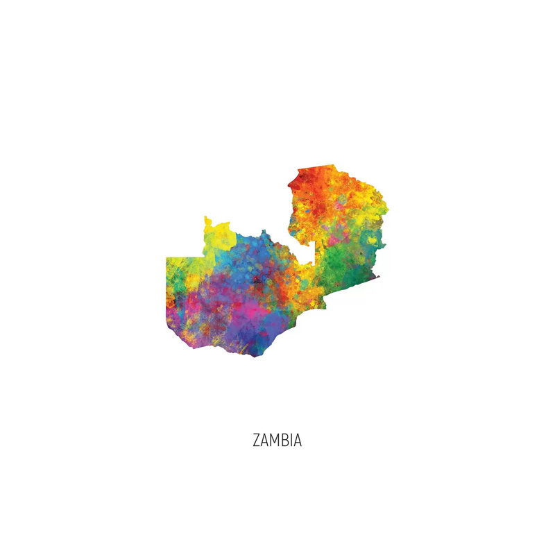 Zambia Map by Michael Tompsett - Wrapped Canvas Print, 66.04 cm H x 45.72 cm W x 3.175 cm D