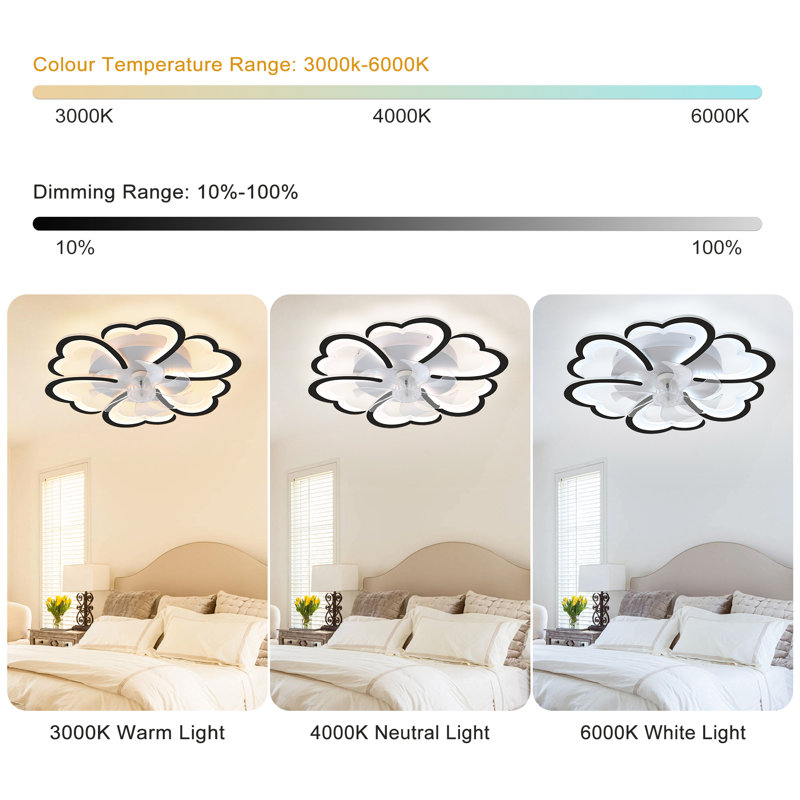 26.77" 6 - Speed Reversible Dimmable LED Ceiling Fan With Remote Control And APP