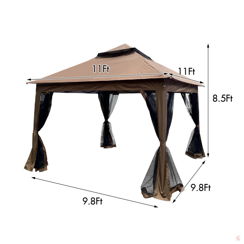 Outdoor 11X 11Ft Pop Up Gazebo Canopy With Removable Zipper Netting,2-Tier Soft Top Event Tent,Suitable For Patio Backyard Garden Camping Area