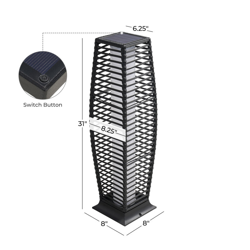 Freida Solar Powered Wicker Floor Lamp, 31" H x 8.3" W x 8.3" D