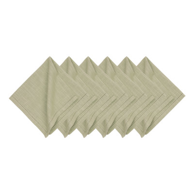 Hemstitch Solid Green Napkin Set of 6