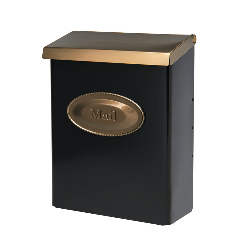 Black and Brushed Bronze Lockable Steel Wall Mounted Mailbox