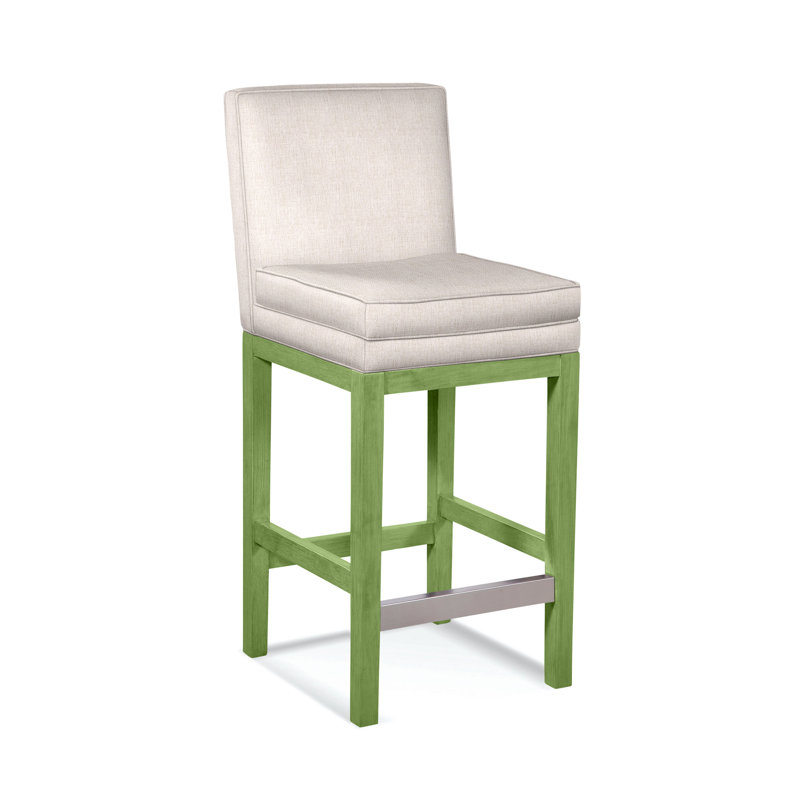 Upholstered Stool, Frost White Finish, White Sugar Performance; 0863-91