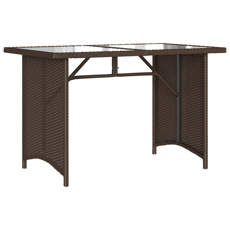 Ebern Designs Patio Table With Glass Top 43.3"X26.8"X27.6" Poly Rattan, Brown