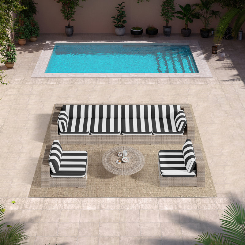 14-piece Outdoor Cushions For Patio Furniture, 6 Seat Waterproof Replacement Cushion Set - High-density Foam, Fits Wicker & Rattan Sectional Sofas, Liner&cover