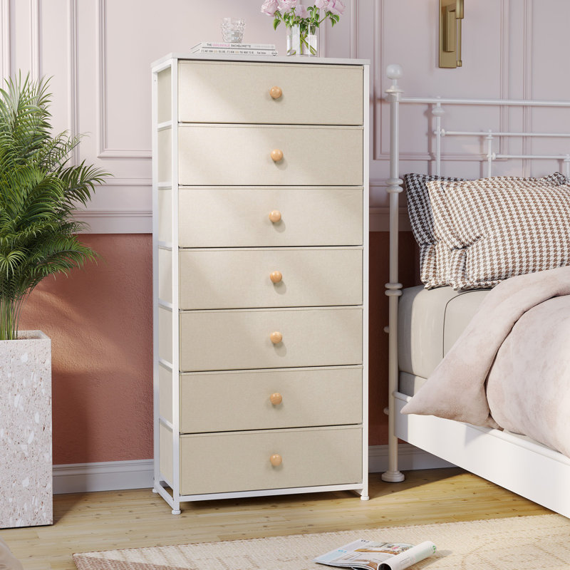 Commode 7 tiroirs l 23,2 po, beige, Beige