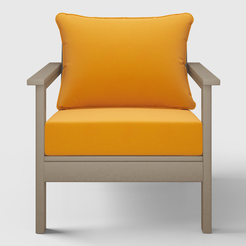 Chaise profonde avec coussins (ensemble de 2), Jaune, Marron clair