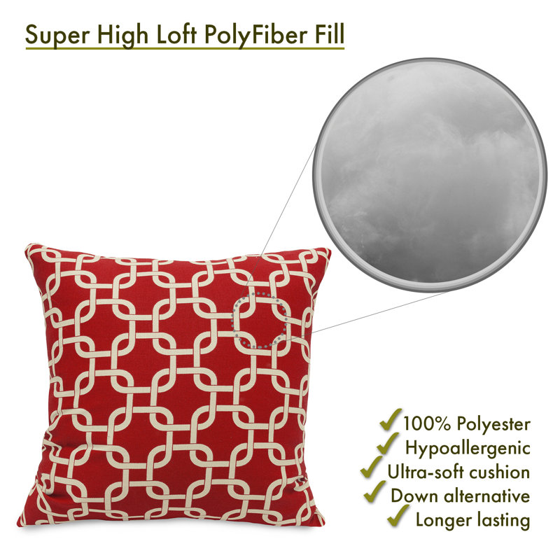 Roysum Geometric Reversible Throw Pillow, 24" x 24", Red, Square