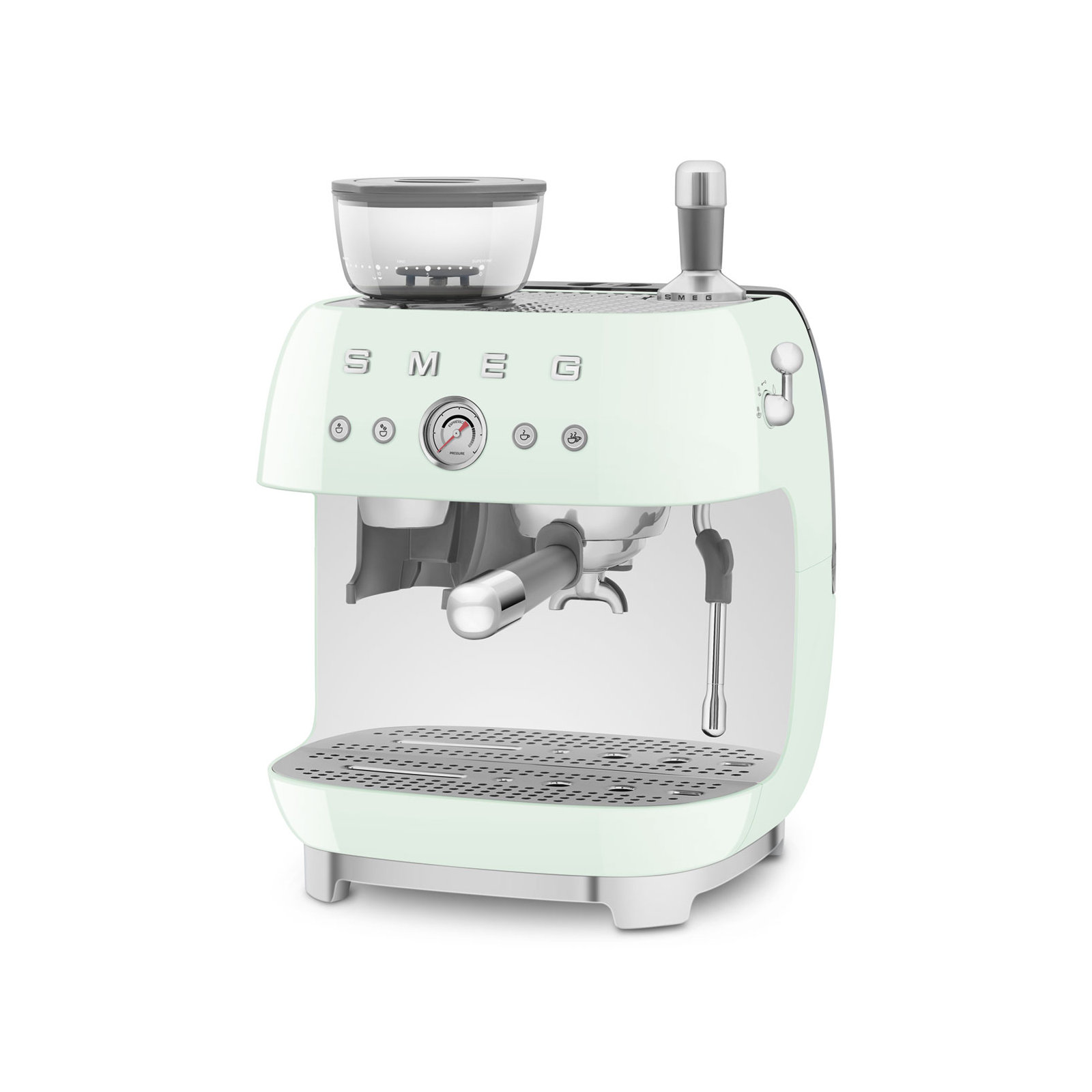 SMEG 50's Retro Style Semi-Automatic Espresso Coffee Machine with Grinder, Pastel Green