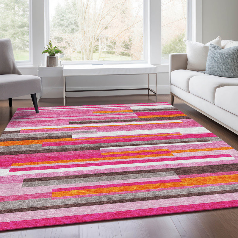 Premium Machine Washable Prisco Blush Rug, Rectangle 5' x 7'6"